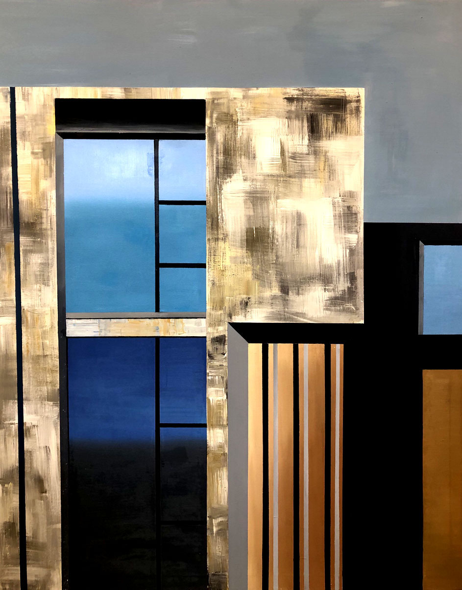 Sandra Vlachová architektonická kompozice kombinovaná technika akryl olej na plátně